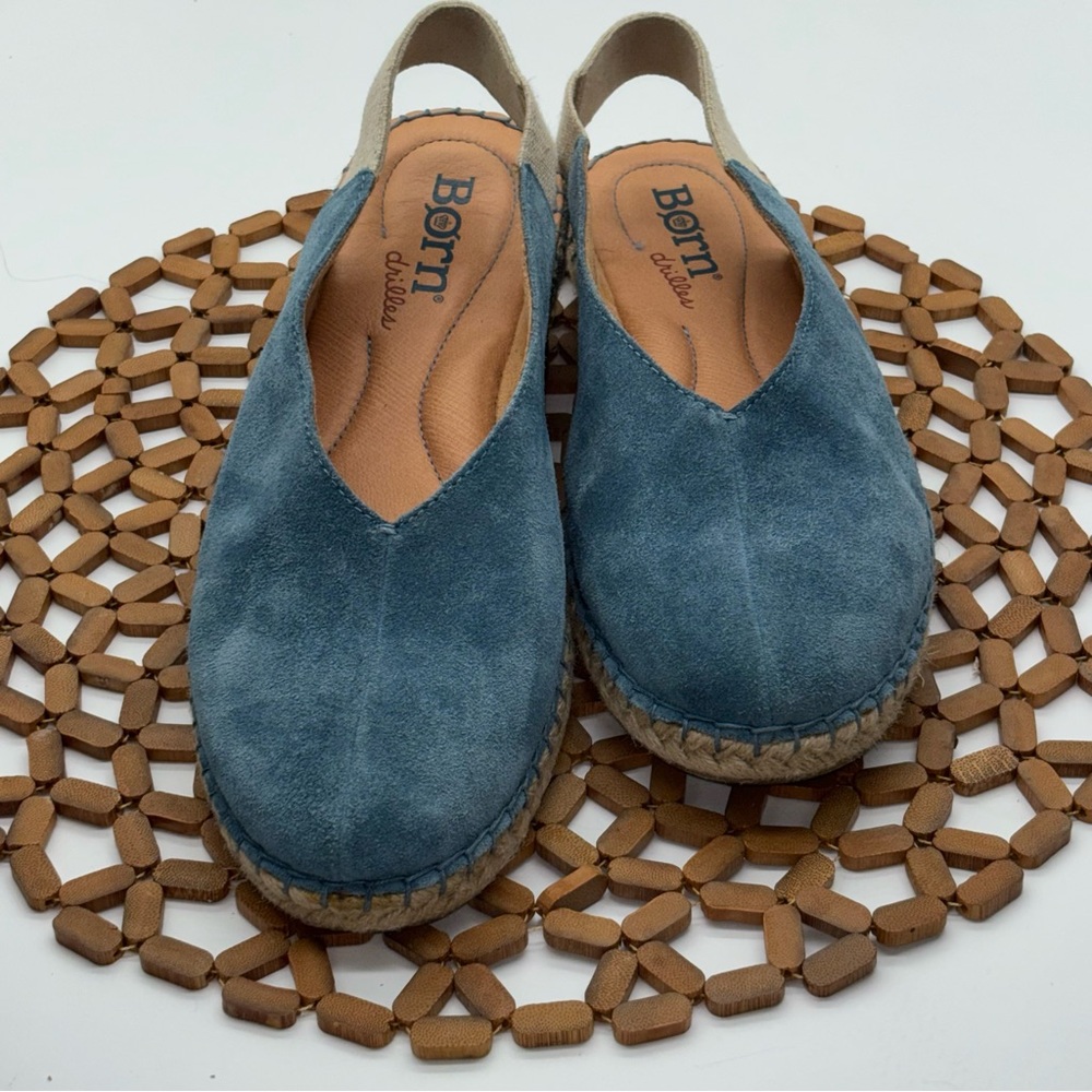 Born Womens Suede Shiloh Sling-back Espadrille Slip-Ons